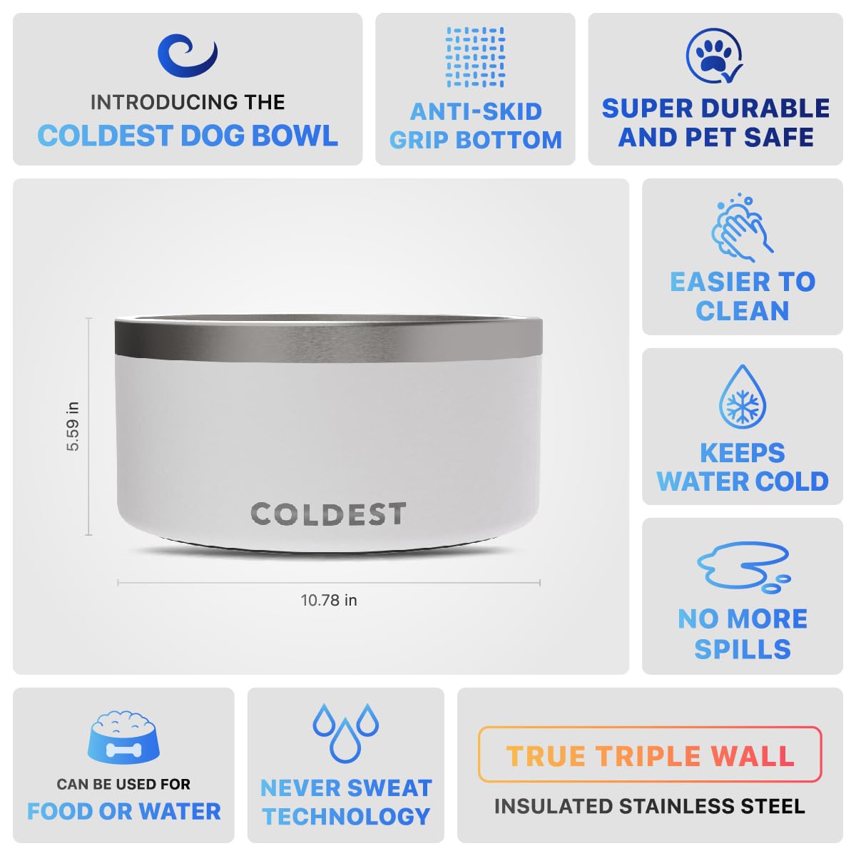 The Coldest Water dog bowl is dishwasher safe for easy cleaning.