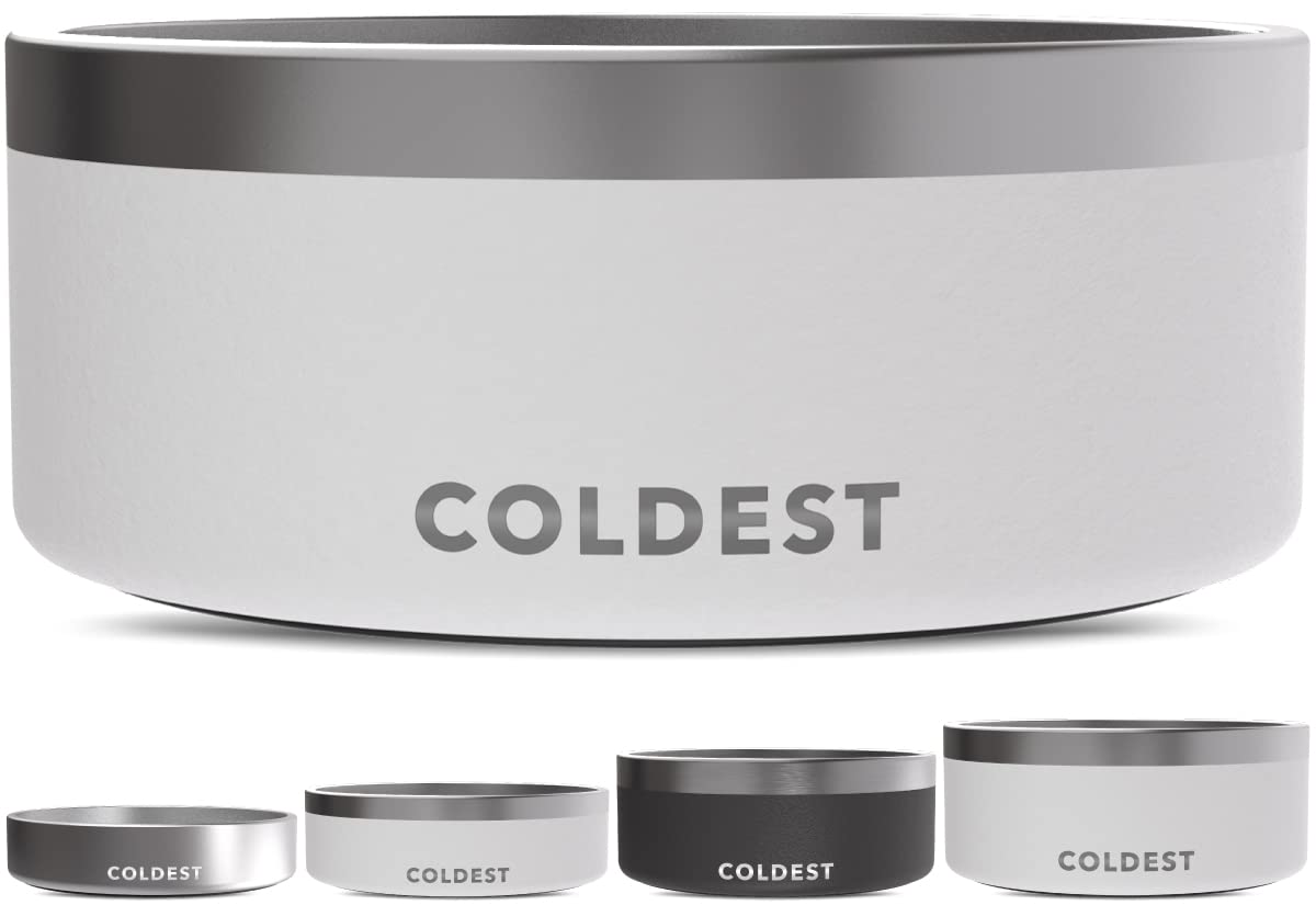 The Coldest Water Epic White Dog Bowl, 100 oz capacity for extended hydration.