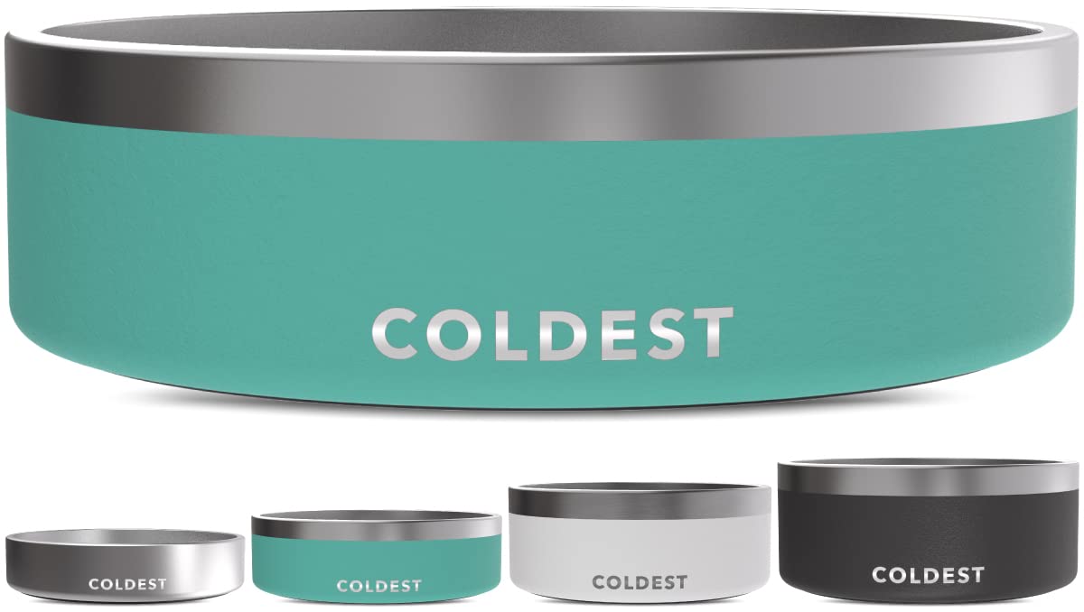 The Coldest Water dog bowl insulated metal close-up highlights durability for energetic pets.