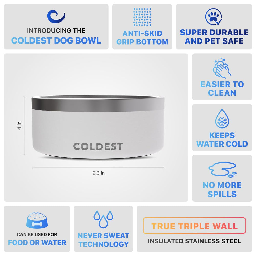 Leak-proof design minimizes mess in The Coldest Water dog bowl setup.
