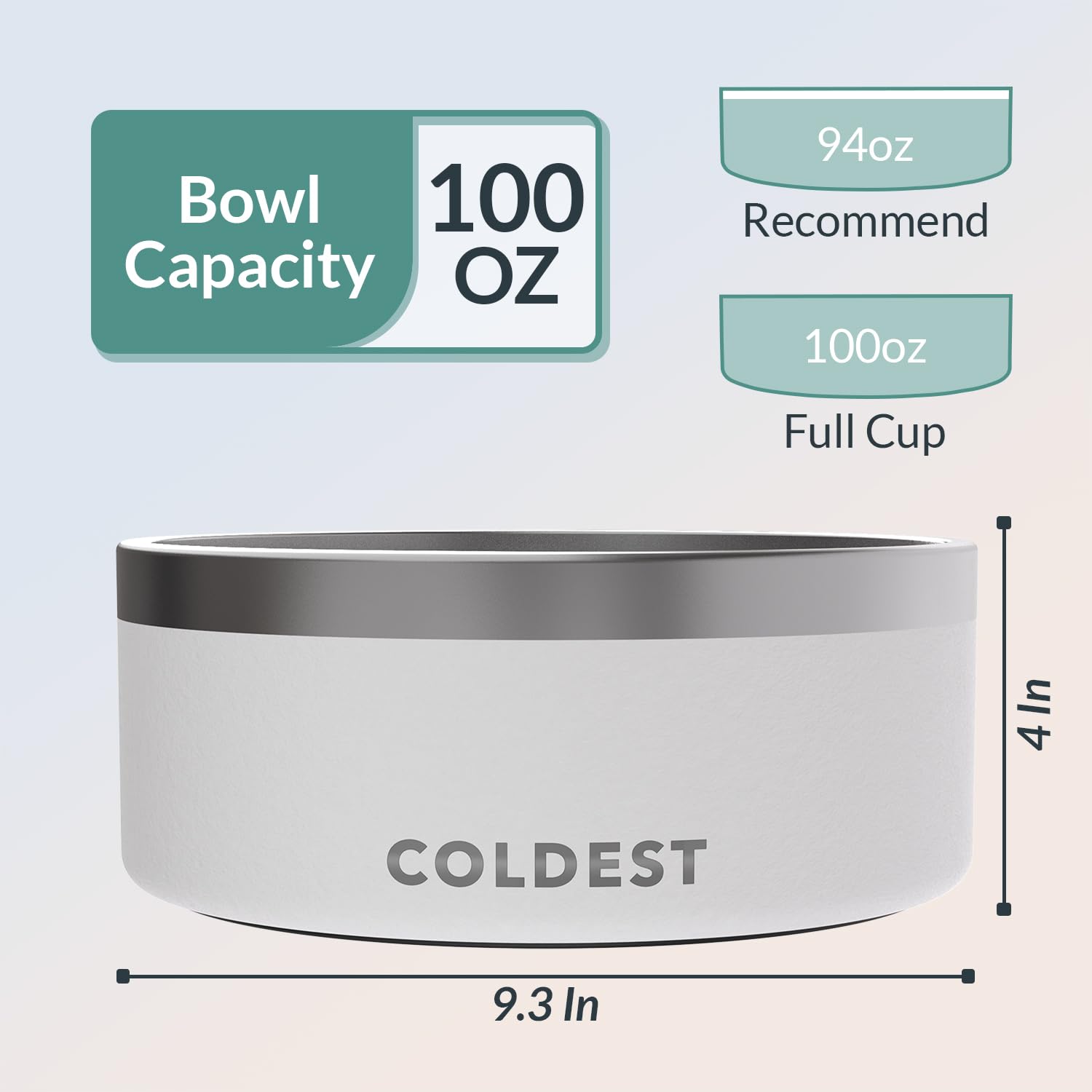 Rust-resistant stainless steel keeps The Coldest Water dog bowl looking new.