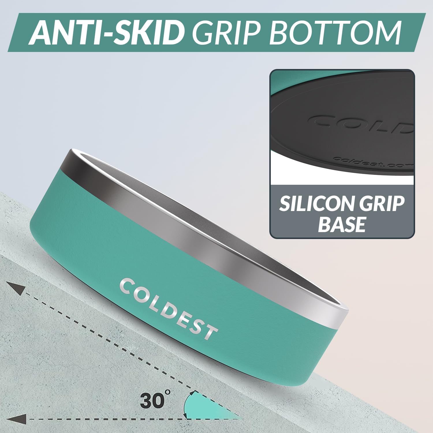 The Coldest Water dog bowl triple-wall insulation close-up demonstrates temperature control.