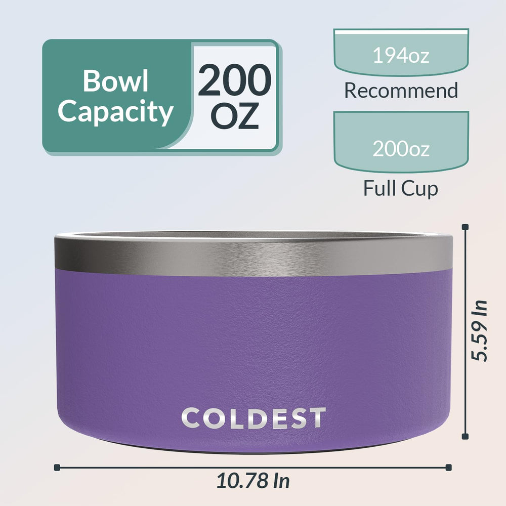 The Coldest Water dog bowl true triple-wall insulation keeps water cool between uses.