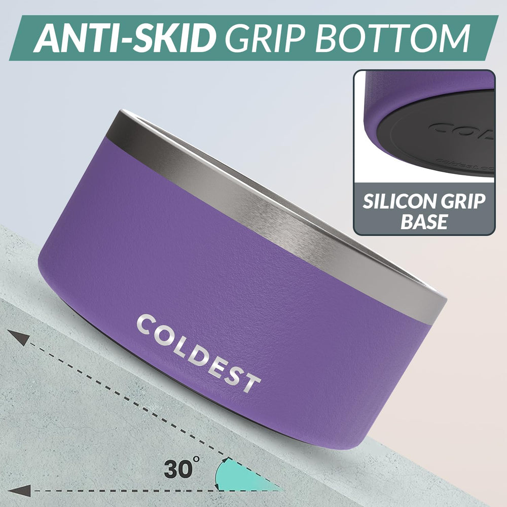 The Coldest Water galaxy purple dog bowl side view shows ergonomic, non-slip stability.