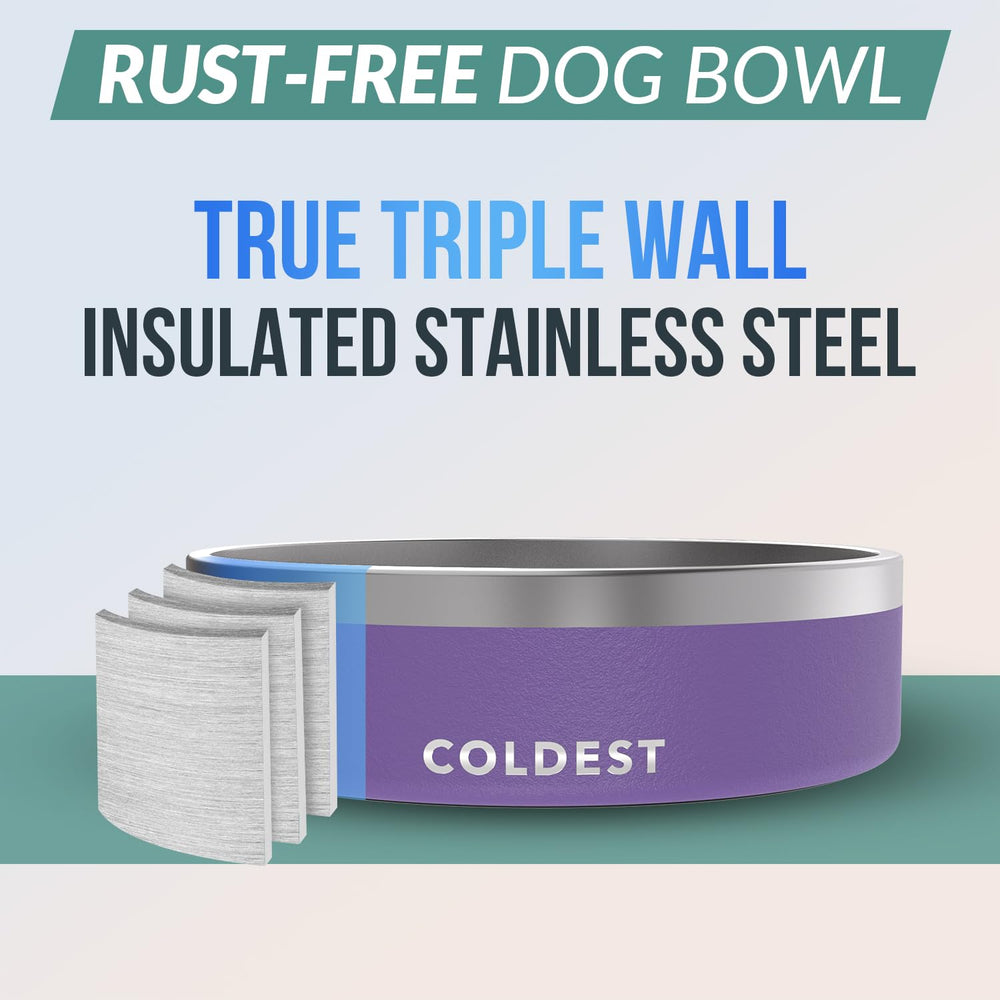The Coldest Water Galaxy Purple dog bowl shows vibrant color and spill control.