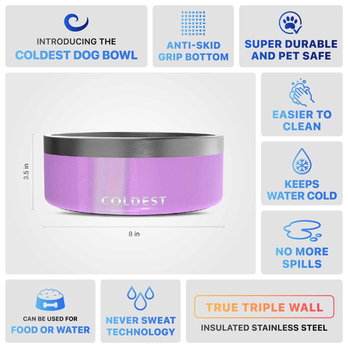 The Coldest Water spill-proof design keeps floors clean and dry.