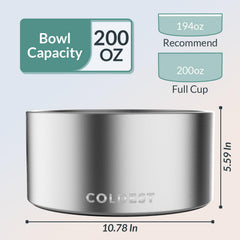 The Coldest Water spill-proof bowl stays clean and dishwasher safe.