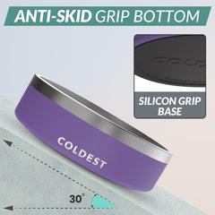 The Coldest Water triple-wall insulated stainless steel bowl preserves temperature.