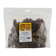 The Country Butcher beef lung treats ingredients closeup highlighting rawhide-free formula