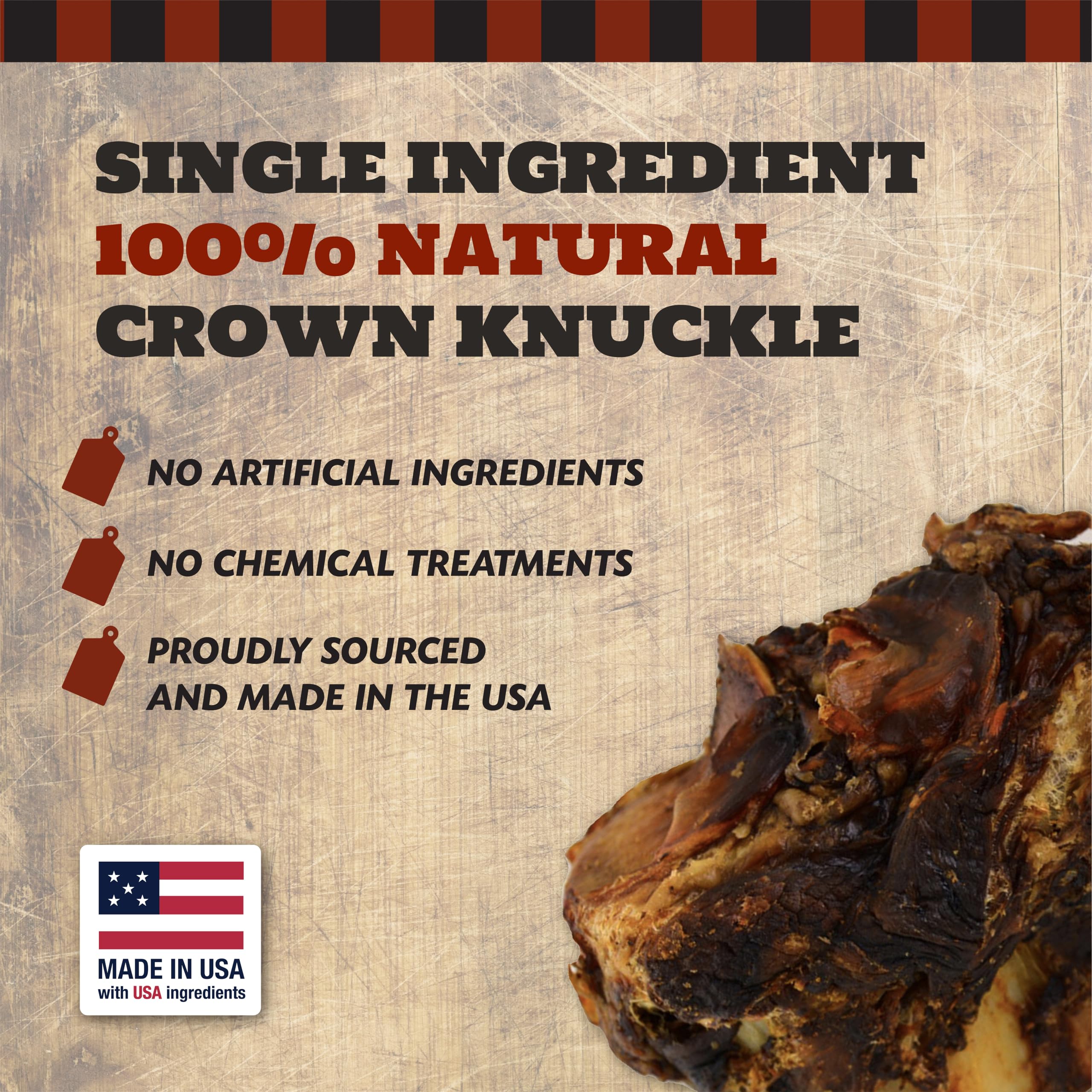 The Country Butcher beef knuckle dog bones in a bowl, durable chewtime for dogs.