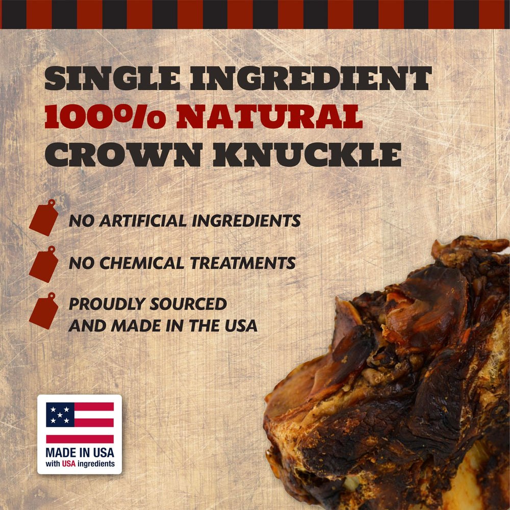 The Country Butcher beef knuckle dog bones in a bowl, durable chewtime for dogs.