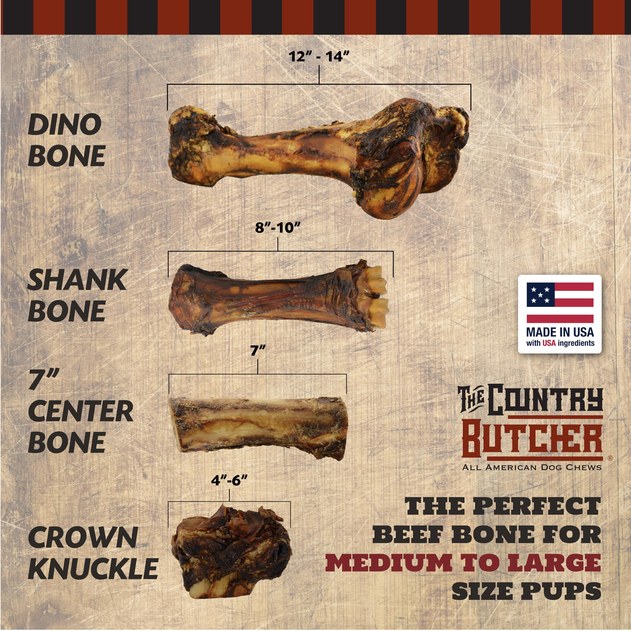 The Country Butcher beef knuckle bones in an opened package for natural dog chews.