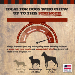 The Country Butcher USA-made beef knuckle bones display for premium natural dog chews.