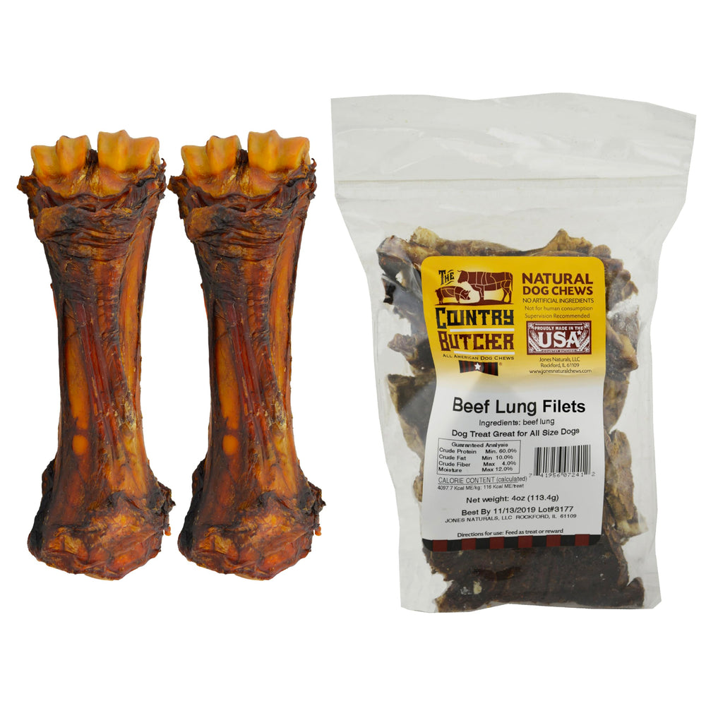THE COUNTRY BUTCHER beef shank bones for large dogs provide long-lasting chew.