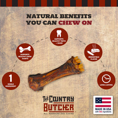 The Country Butcher soup-smoked bone image highlights hickory-smoked flavor dogs enjoy.
