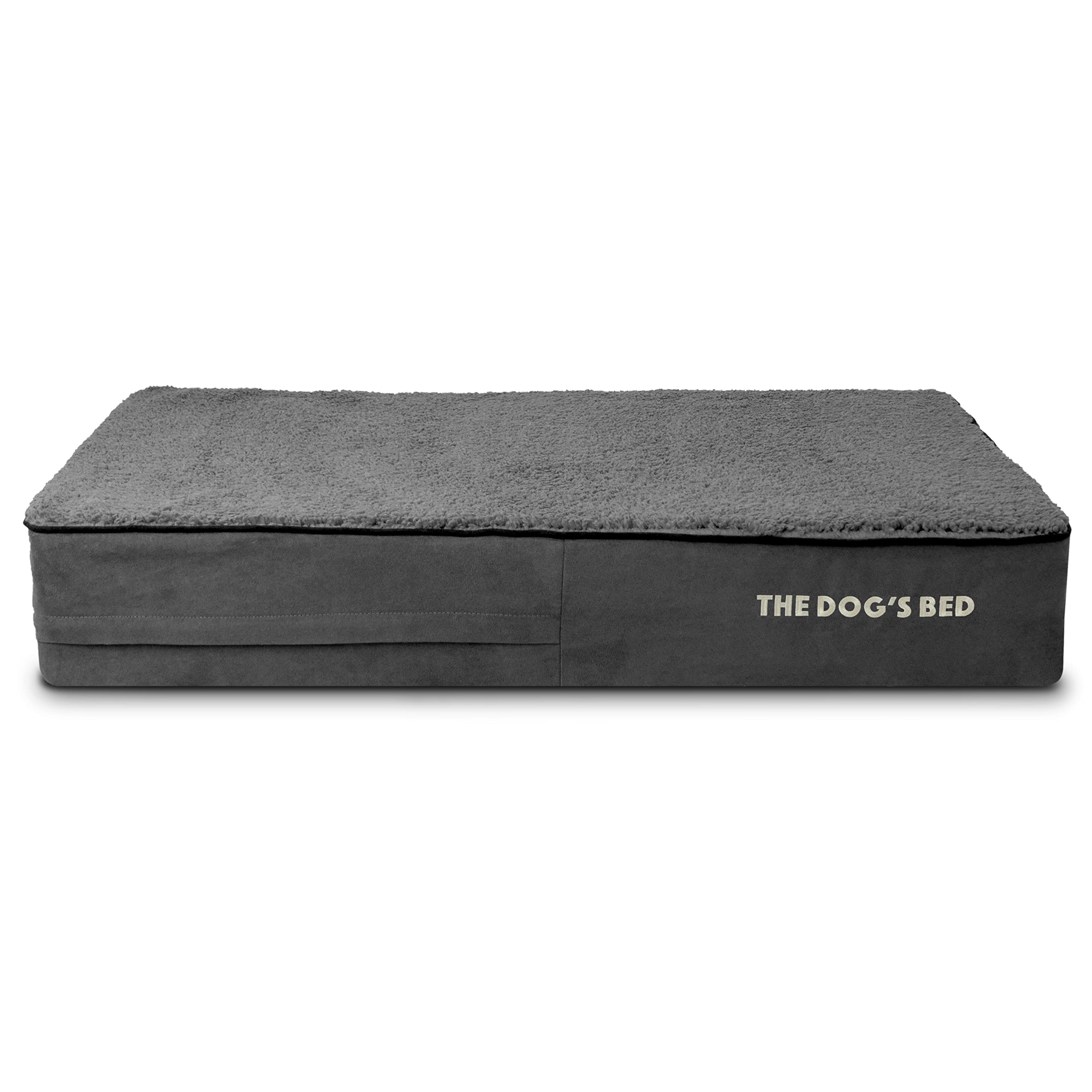 The Dog's Balls bed cover full view in grey plush, replacement option for lasting comfort.