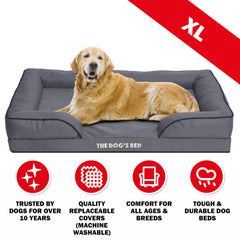 The Dog's Balls bed orthopedic foam close-up highlighting high-density support.