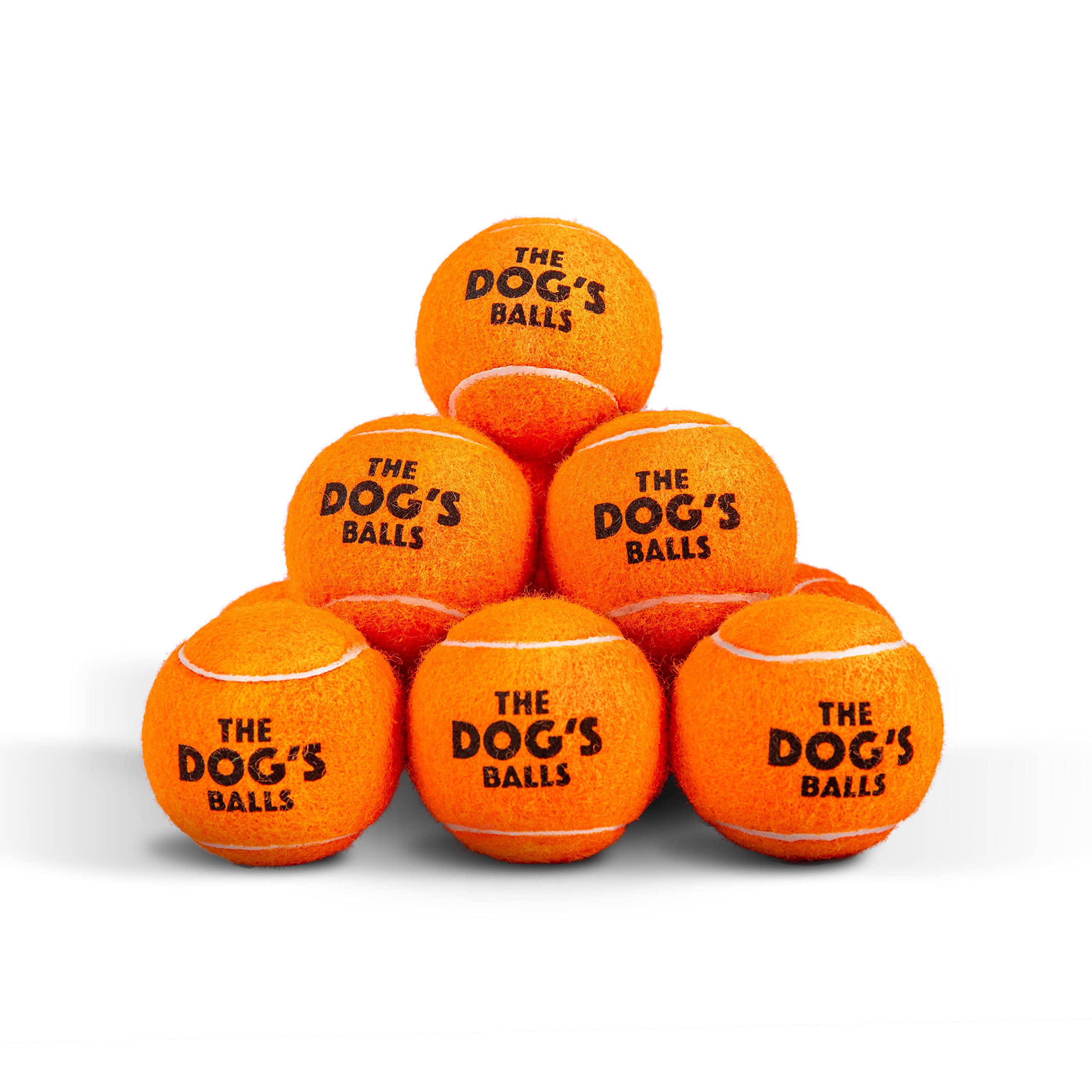 The Dog's Balls orange ball is designed for robust retrieval and interactive play.
