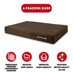 The Dog's Bed orthopedic foam layer and base highlight durable supportive structure.