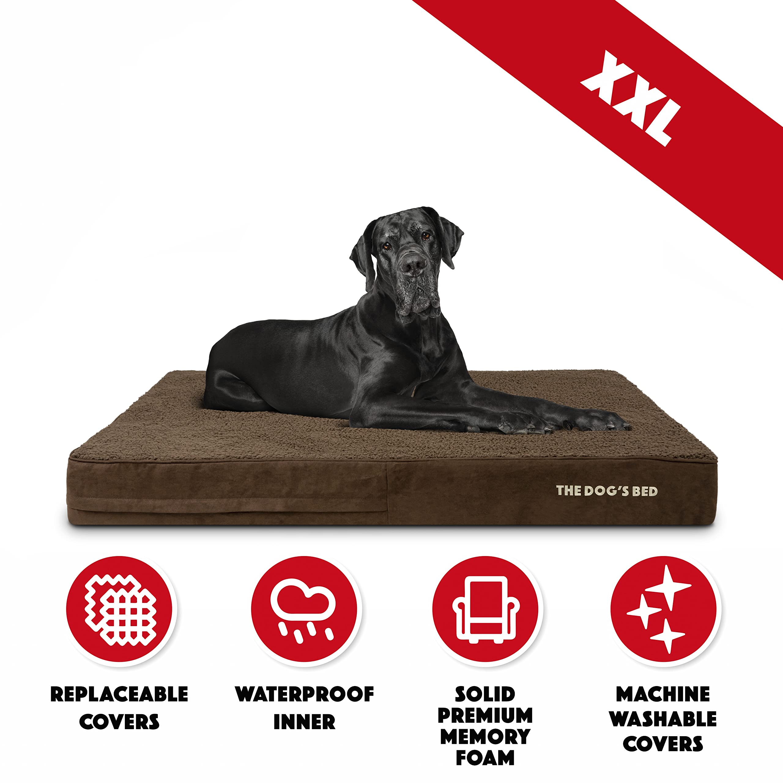 The Dog's Bed orthopedic removable cover close-up shows washable fabric.