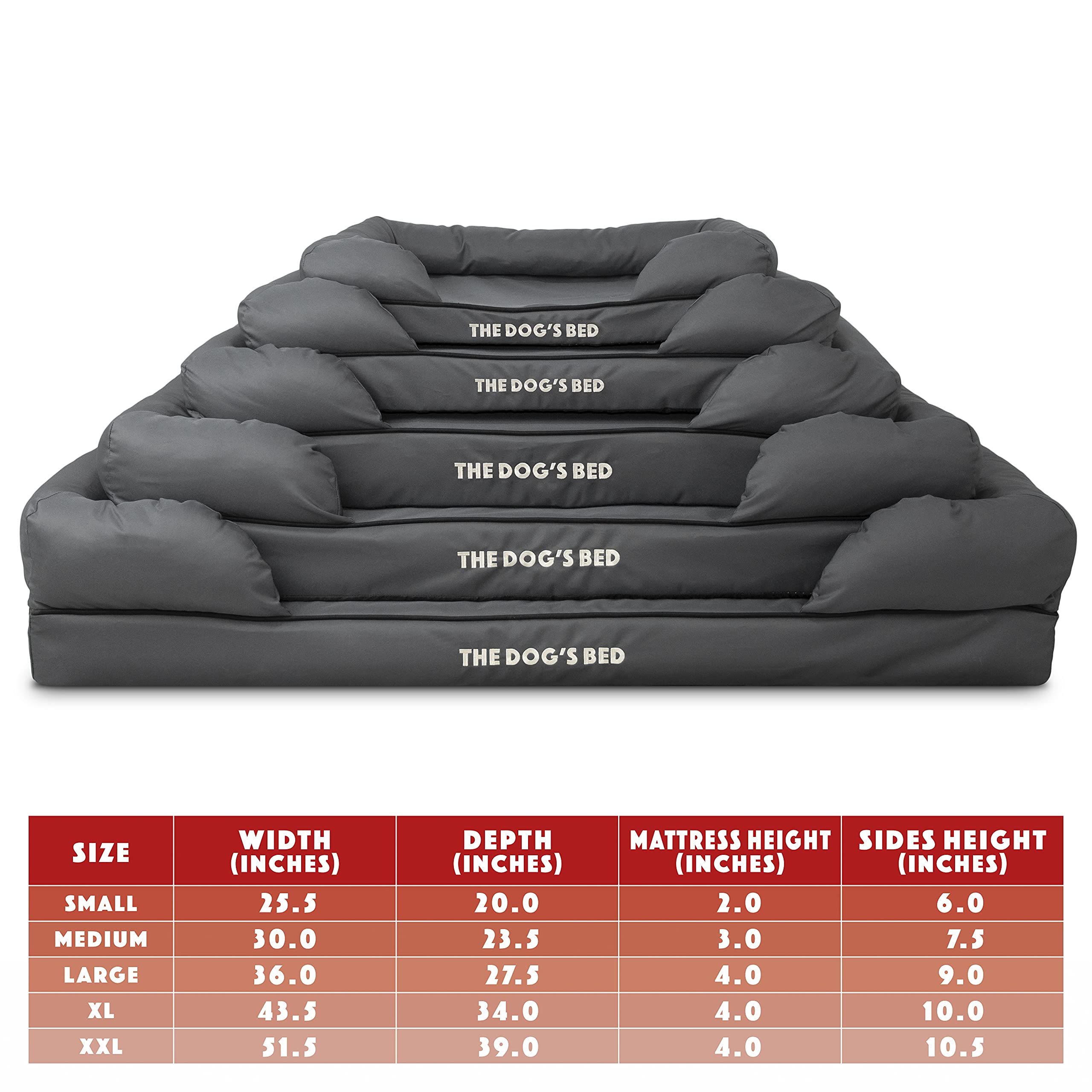 The Dog's Bed outer cover dimensions 51.5x39x4 inches—perfect XXL bed compatibility.