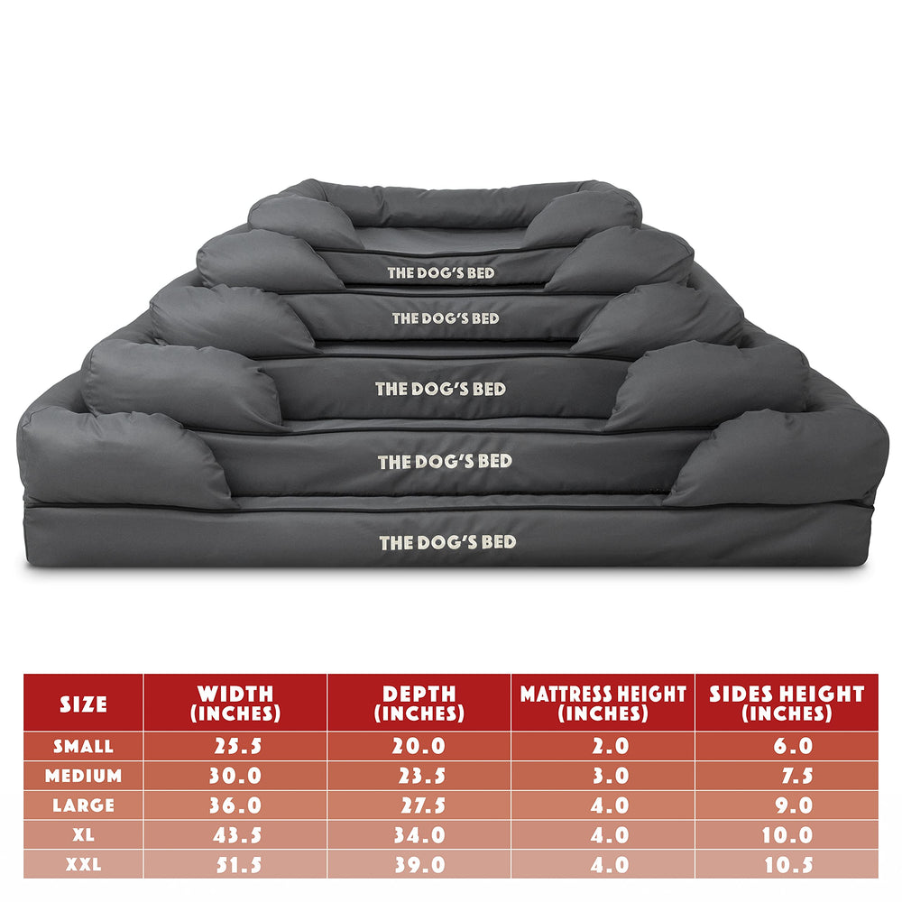 The Dog's Bed outer cover dimensions 51.5x39x4 inches—perfect XXL bed compatibility.