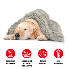 The Dog's Blanket fosters a dog nest by encouraging blanket burrowing and ruffling.
