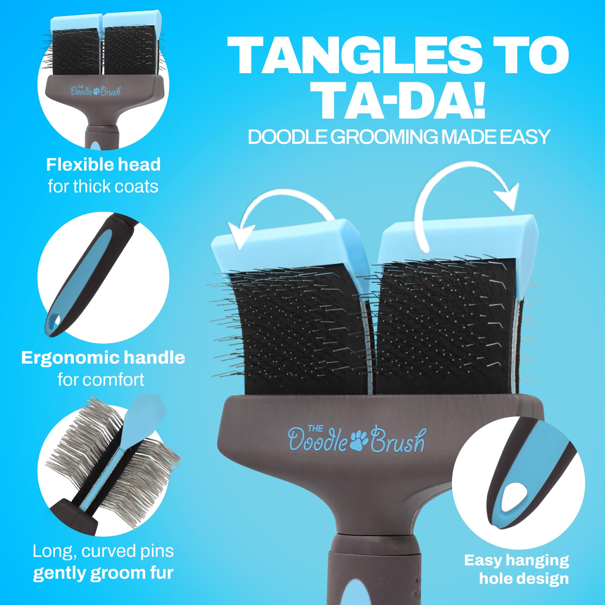 The Doodle Brush promotes a healthy, shiny coat for doodle breeds