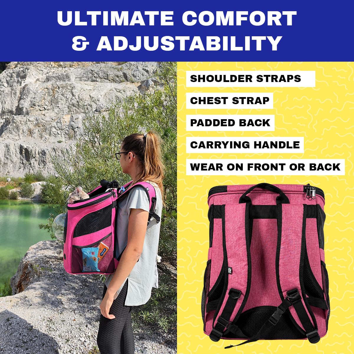 The Fat Cat backpack carrier has a leash clip to secure your cat inside.
