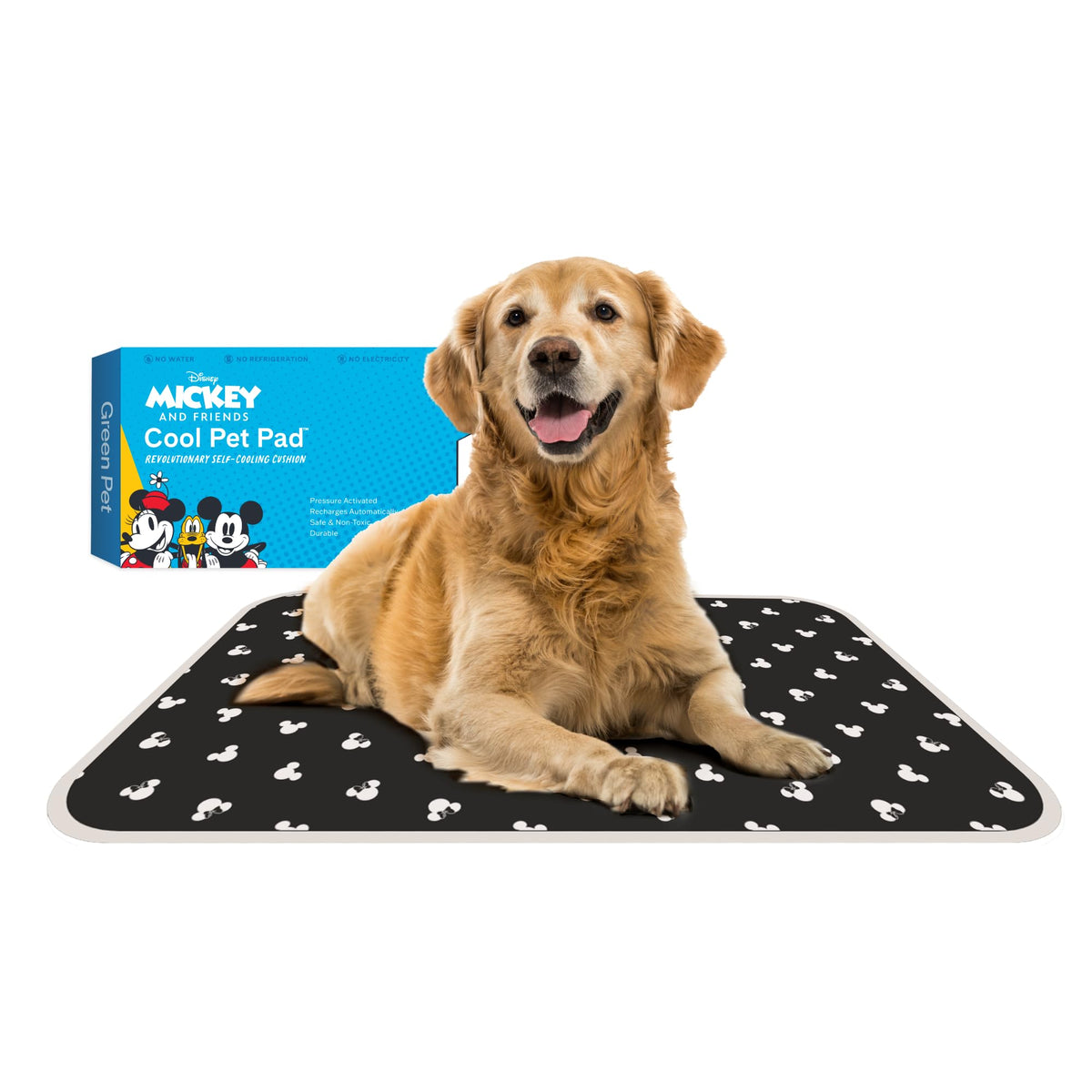 The Green Pet Shop Cool Pet Pad Large Mickey Minnie close-up shows the cooling gel for comfort.