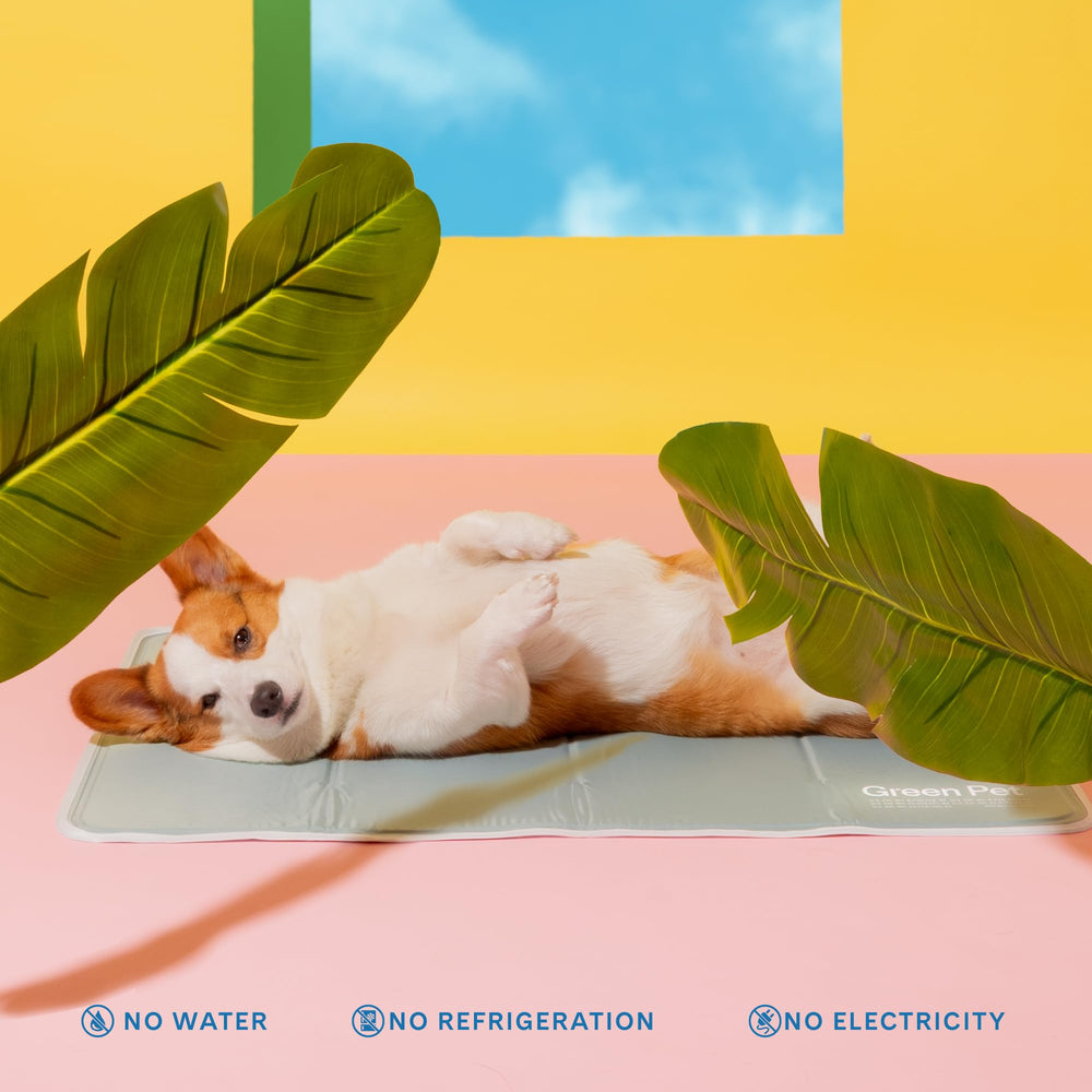 The Green Pet Shop Cool Pet Pad folded for travel and storage.