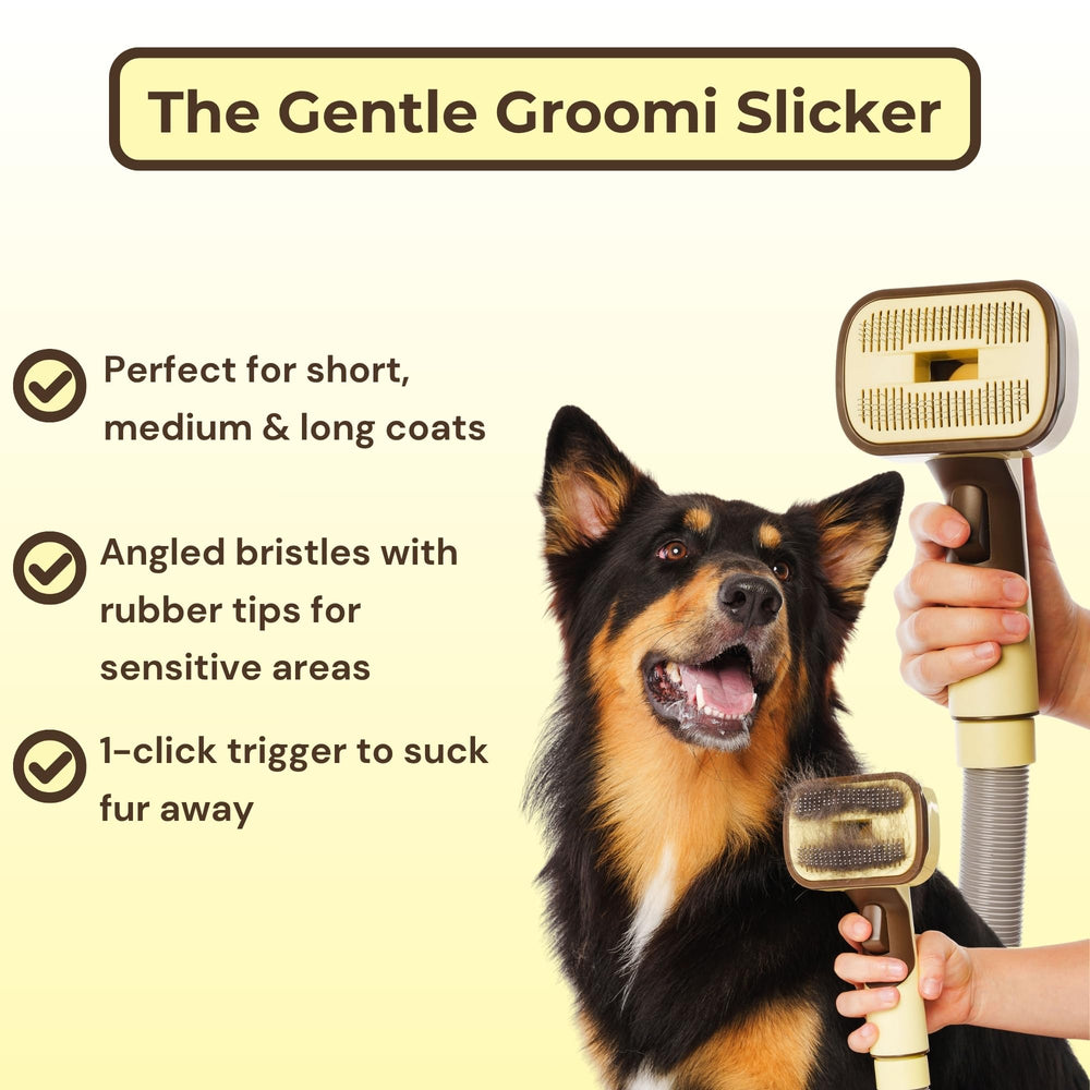 The Groomi universal attachment works with Dyson, Shark, Miele and more.