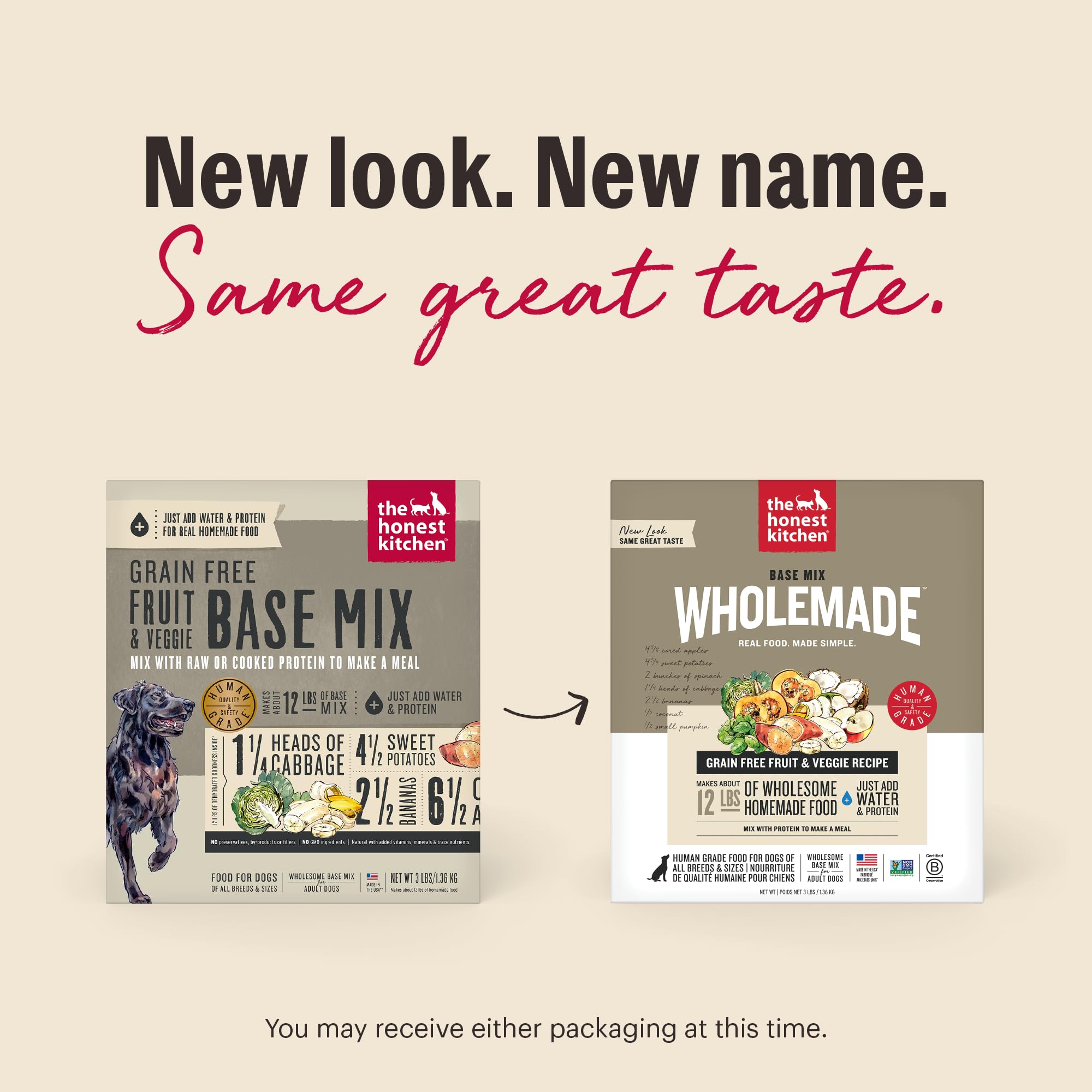 The Honest Kitchen Wholemade base mix dehydrated powder close-up shows nutrient-rich ingredients.