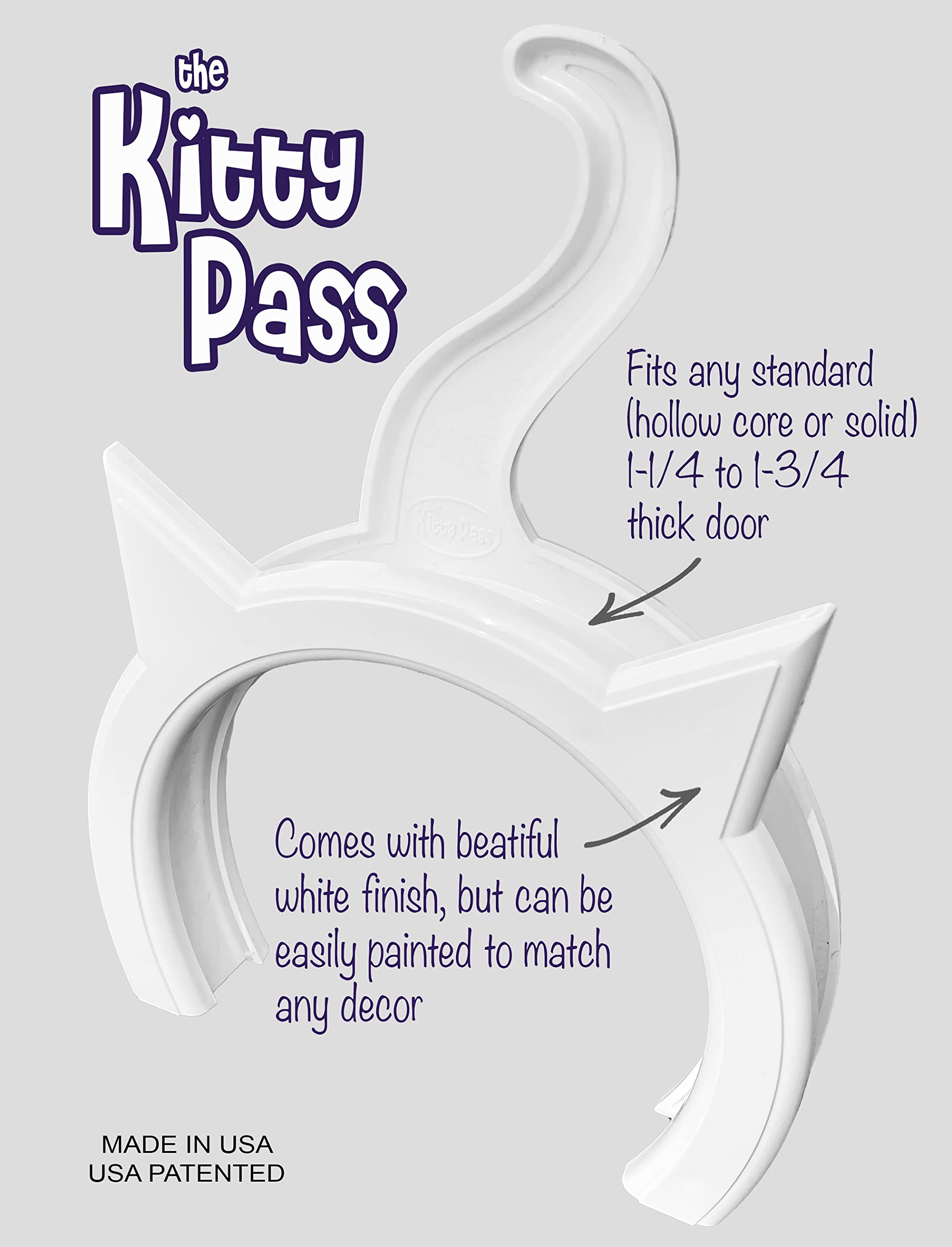 The Kitty Pass finished semi-gloss white offers a ready-to-install look.