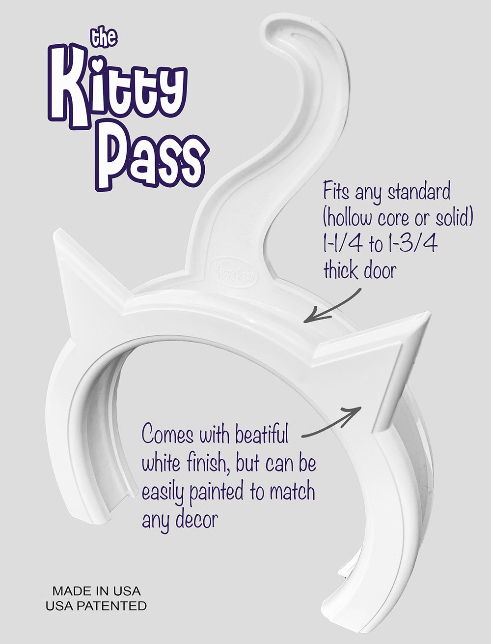 The Kitty Pass finished semi-gloss white offers a ready-to-install look.