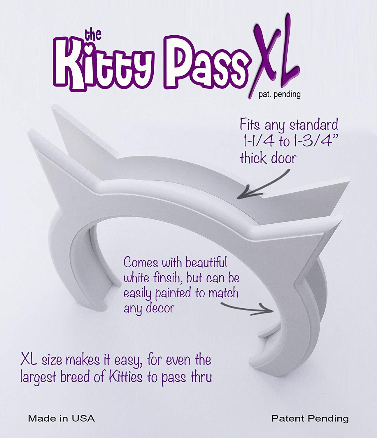 The Kitty Pass XL fits standard interior doors to maximize compatibility.