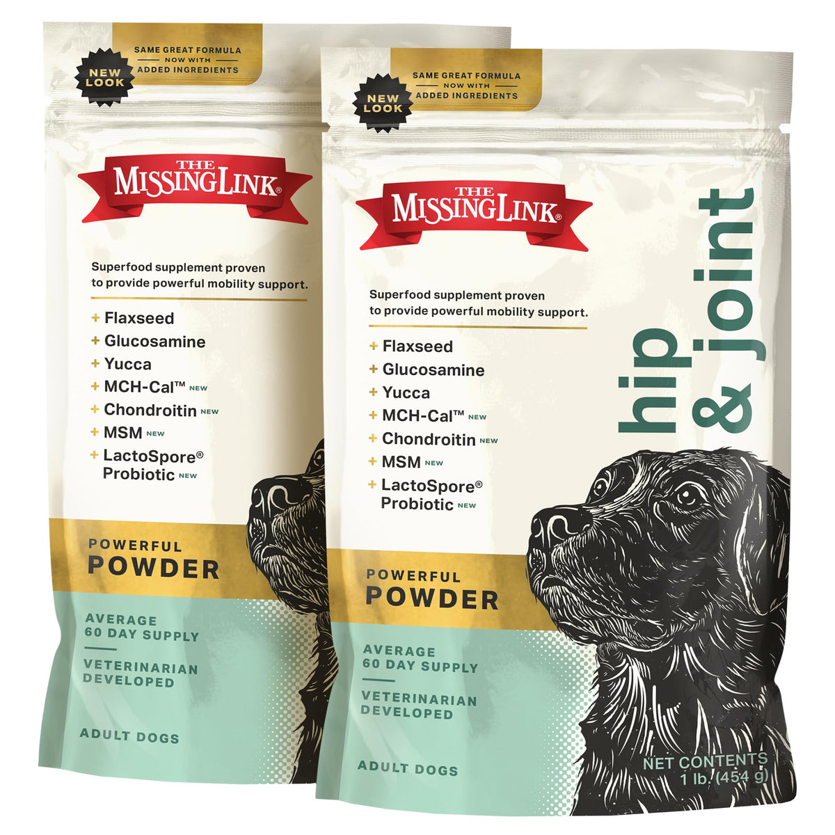 The Missing Link hip-joint-probiotics powder bag two-pack for easy joint support