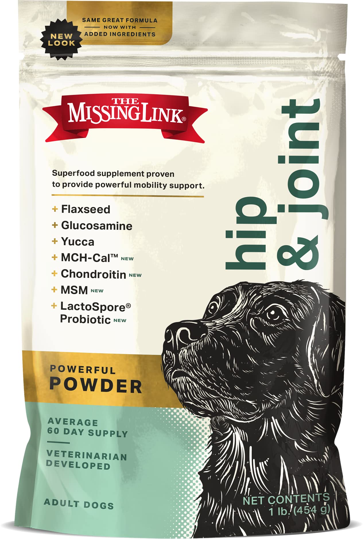 The Missing Link packaging label image signals freshness and cold-process nutritional value.