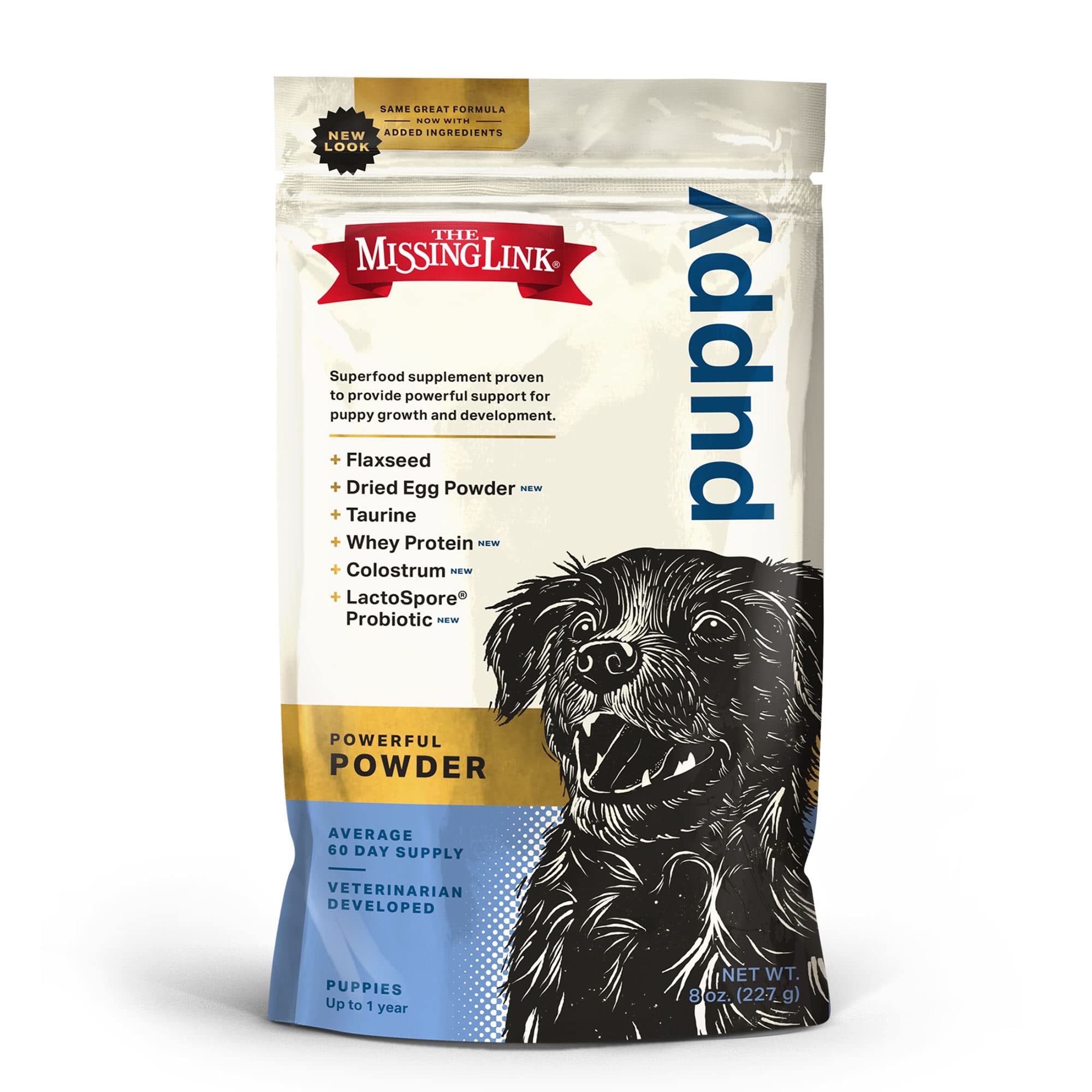 The Missing Link Puppy supplement ready-to-use formula in daily routine.