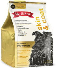 The Missing Link skin coat probiotics 5lb bag closeup highlighting premium ingredients