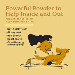 The Missing Link skin coat probiotics powder dispense showing easy daily dosing