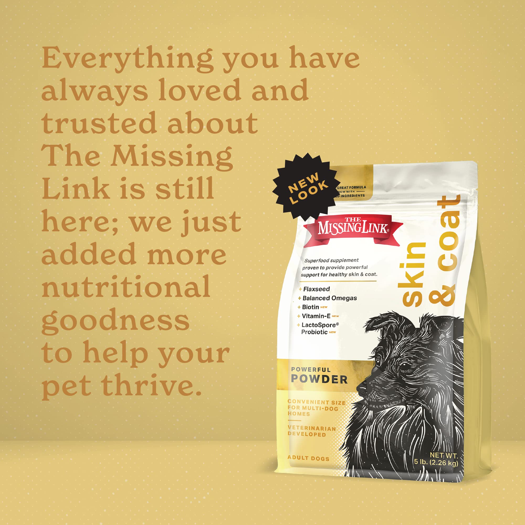 The Missing Link skin coat probiotics dog meal addition image showing mix-in