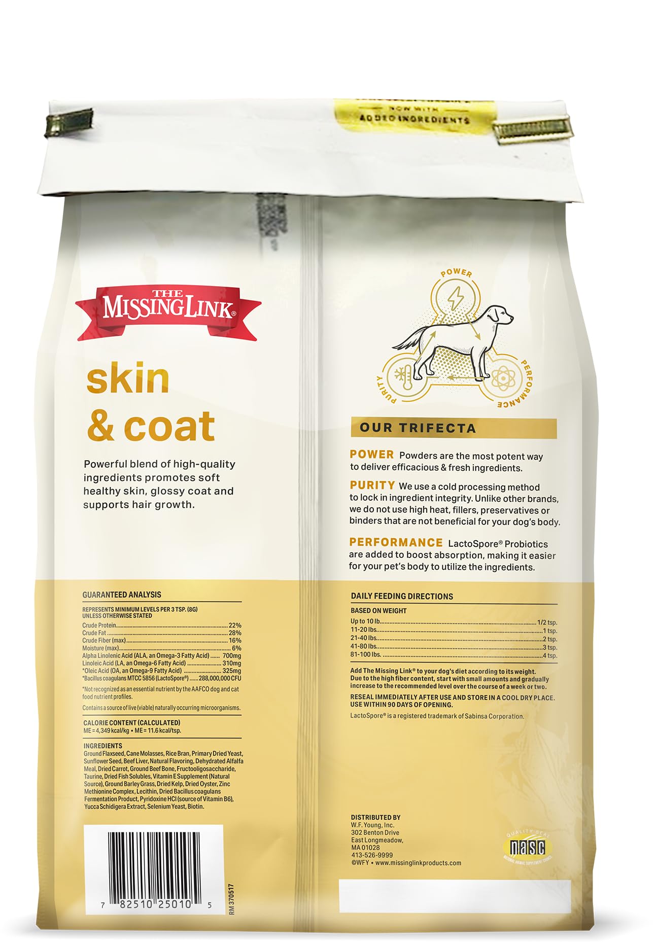 The Missing Link skin coat probiotics ingredients rich formula image conveying nutrients