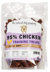 The Natural Dog chicken soft-meat training treats bag open for easy rewards.