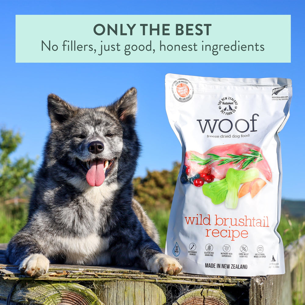WOOF topper, mixer, or treat use shown with real-food texture