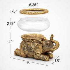 The Nifty Nook elephant tabletop display for terrarium or candle arrangement.