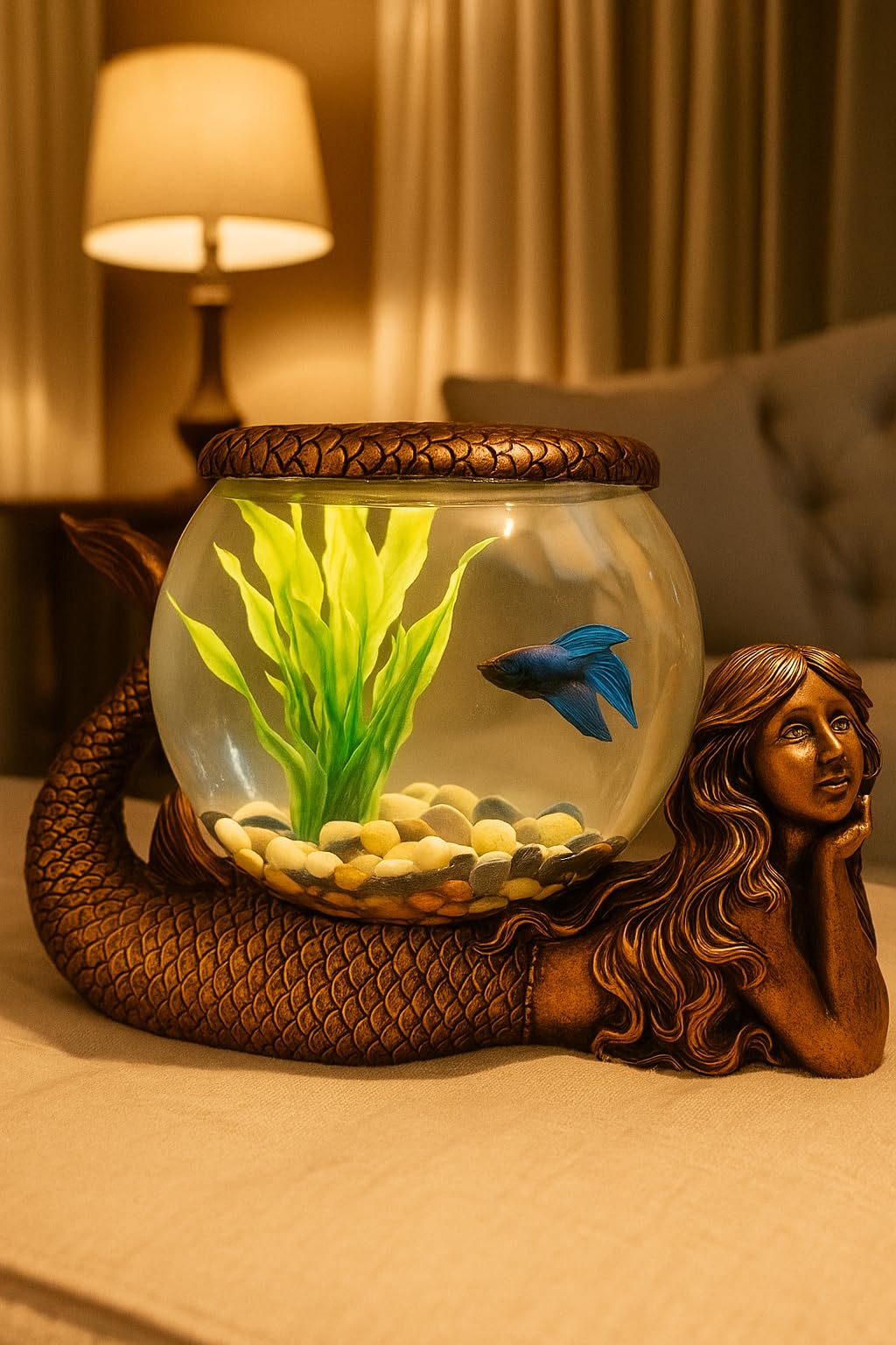 THE NIFTY NOOK Mermaid figurine detail adds whimsy to your aquarium or candle setup.