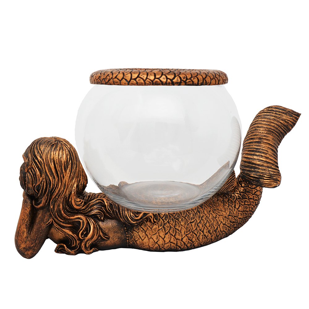 THE NIFTY NOOK Mermaid terrarium option pairs greenery with a graceful figure.
