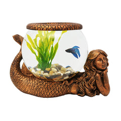 THE NIFTY NOOK Mystical Mermaid glass bowl centerpiece for tabletop decor and terrarium display.