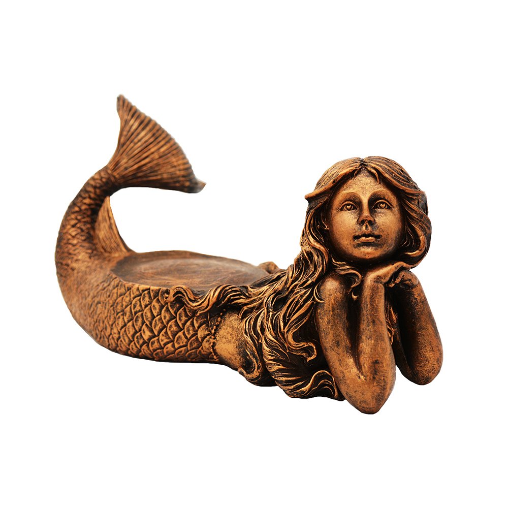 THE NIFTY NOOK Polyresin finish gives antique charm to your mermaid centerpiece.